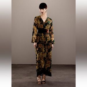 Zara midi fringed velvet dress sz S